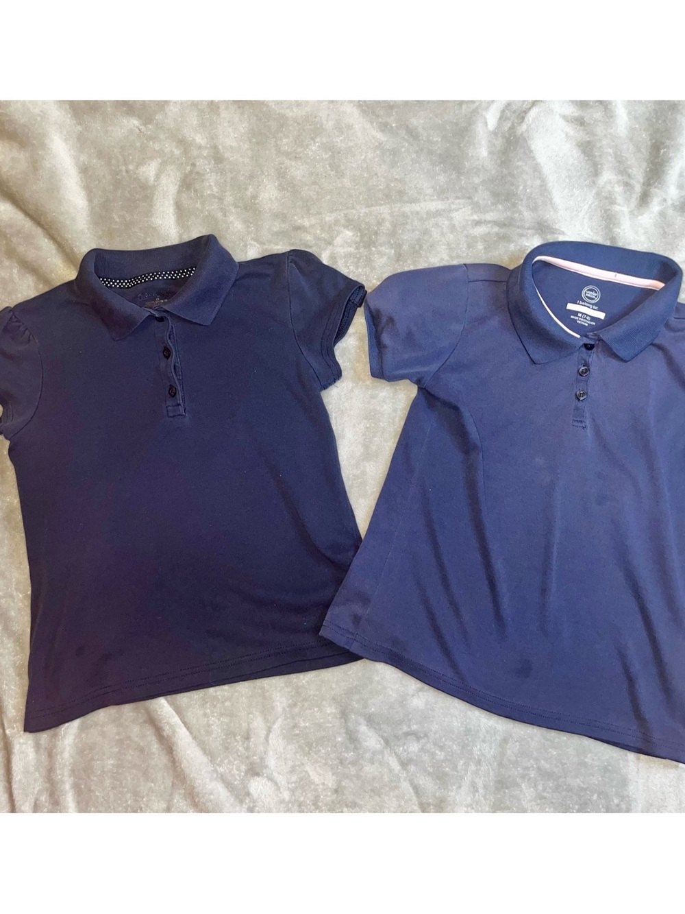Lot of 2 Girls Size 8 School Uniform Shirts Navy Blue Short Sleeve Polo